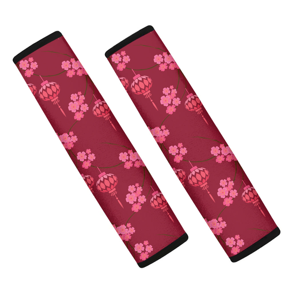Pink Japanese Lantern Pattern Print Car Seat Belt Covers