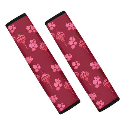Pink Japanese Lantern Pattern Print Car Seat Belt Covers
