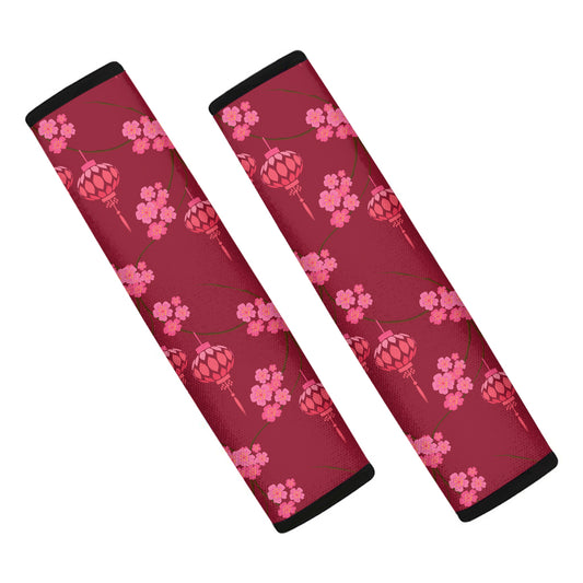 Pink Japanese Lantern Pattern Print Car Seat Belt Covers