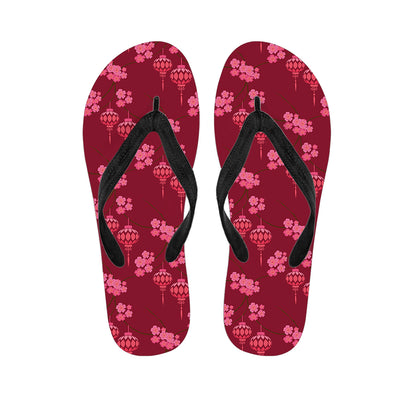 Pink Japanese Lantern Pattern Print Flip Flops