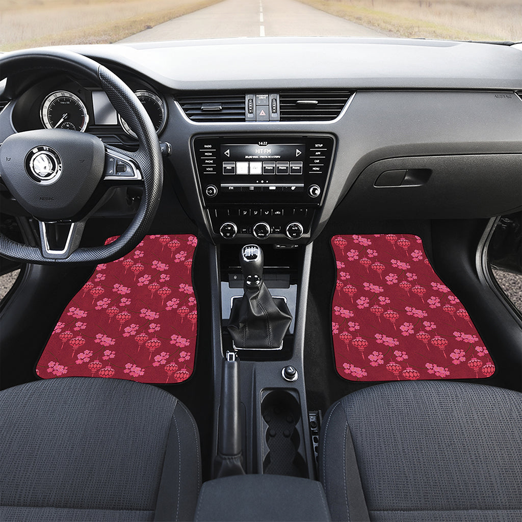 Pink Japanese Lantern Pattern Print Front Car Floor Mats