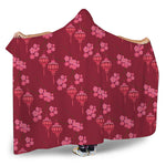 Pink Japanese Lantern Pattern Print Hooded Blanket