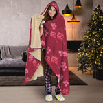 Pink Japanese Lantern Pattern Print Hooded Blanket