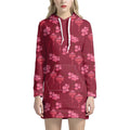 Pink Japanese Lantern Pattern Print Pullover Hoodie Dress