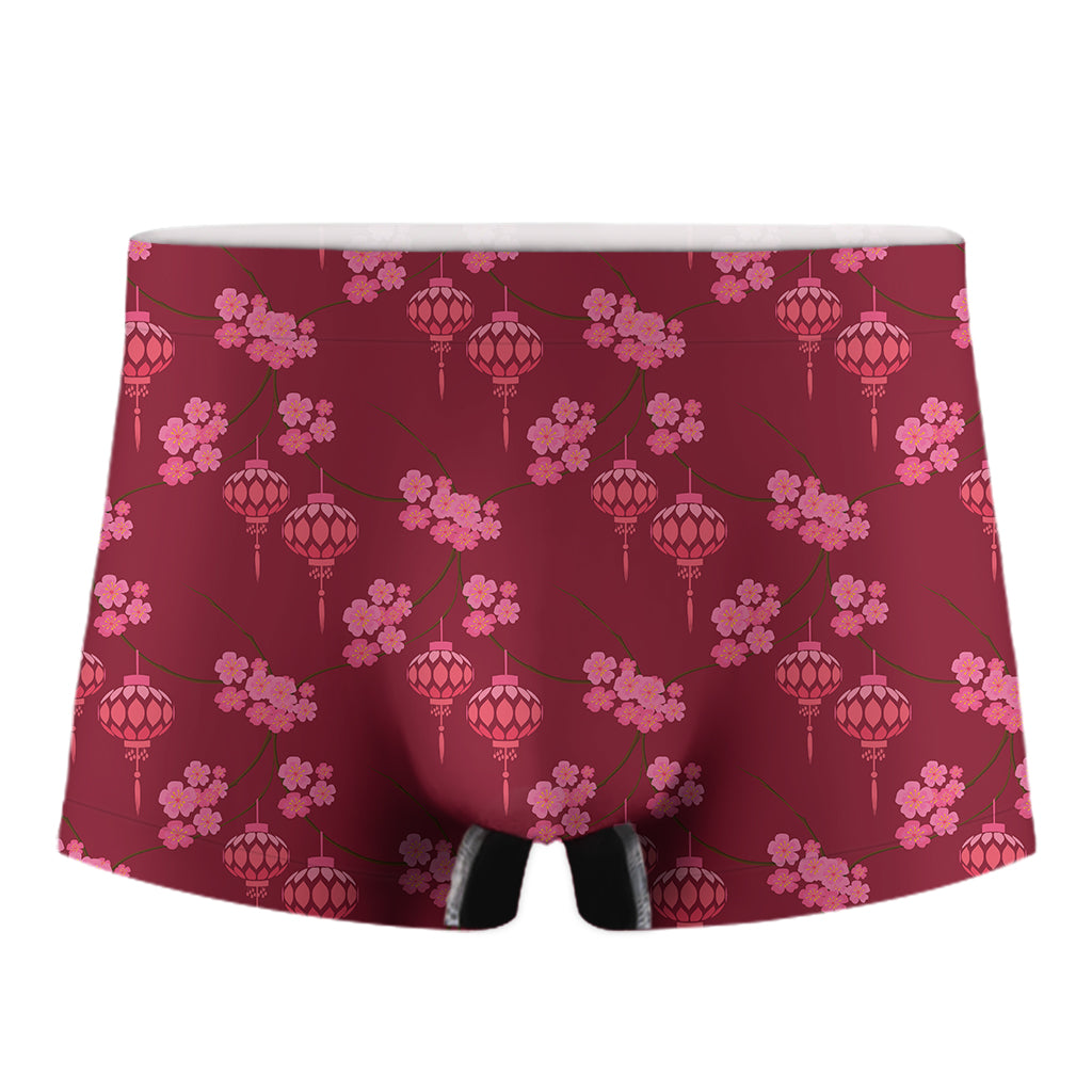 Pink Japanese Lantern Pattern Print Men's Boxer Briefs