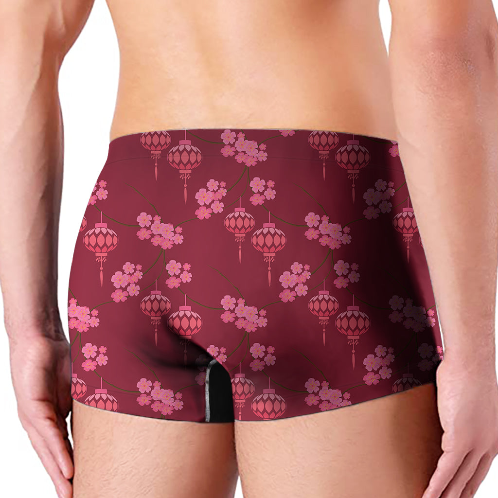 Pink Japanese Lantern Pattern Print Men's Boxer Briefs
