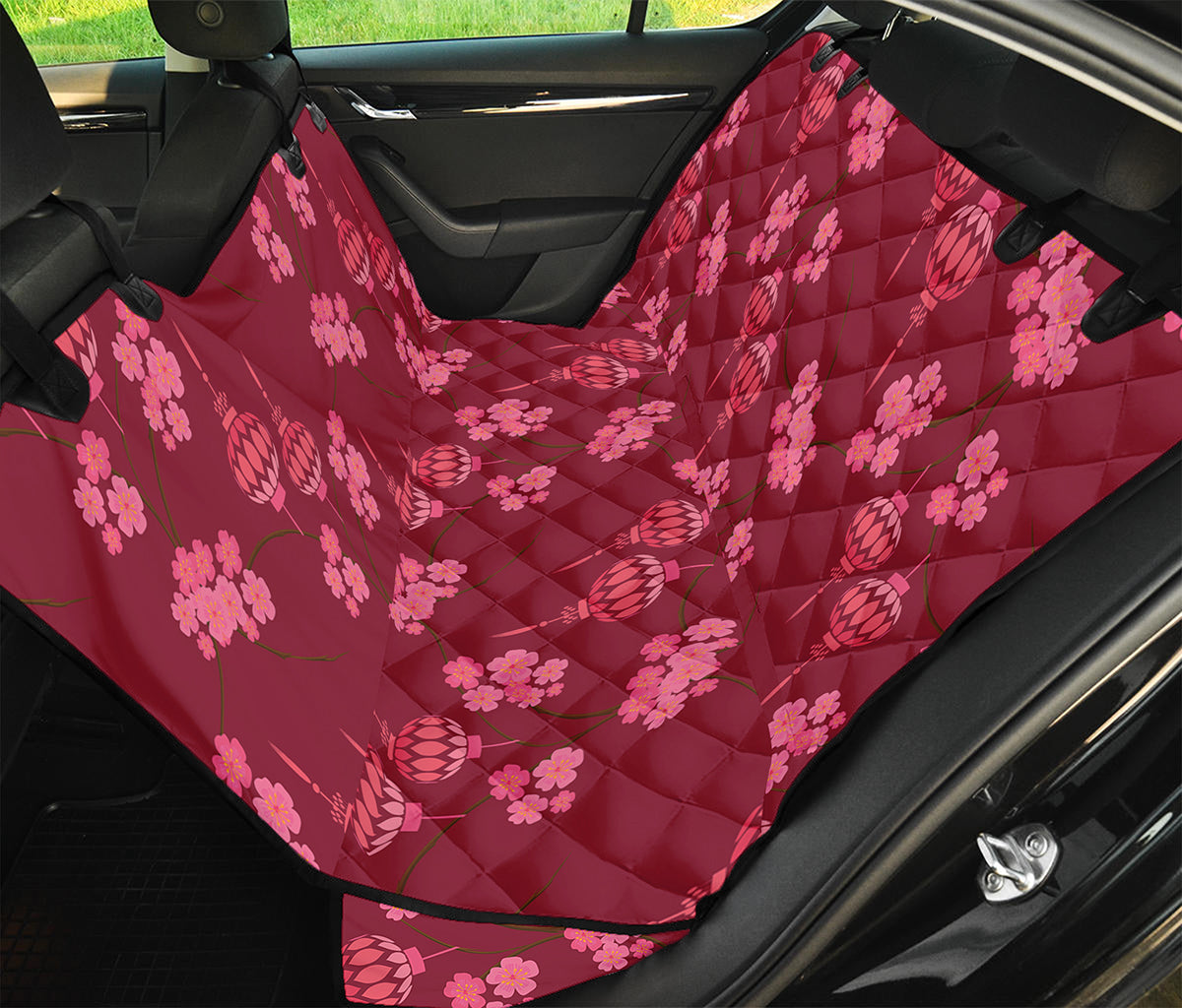 Pink Japanese Lantern Pattern Print Pet Car Back Seat Cover