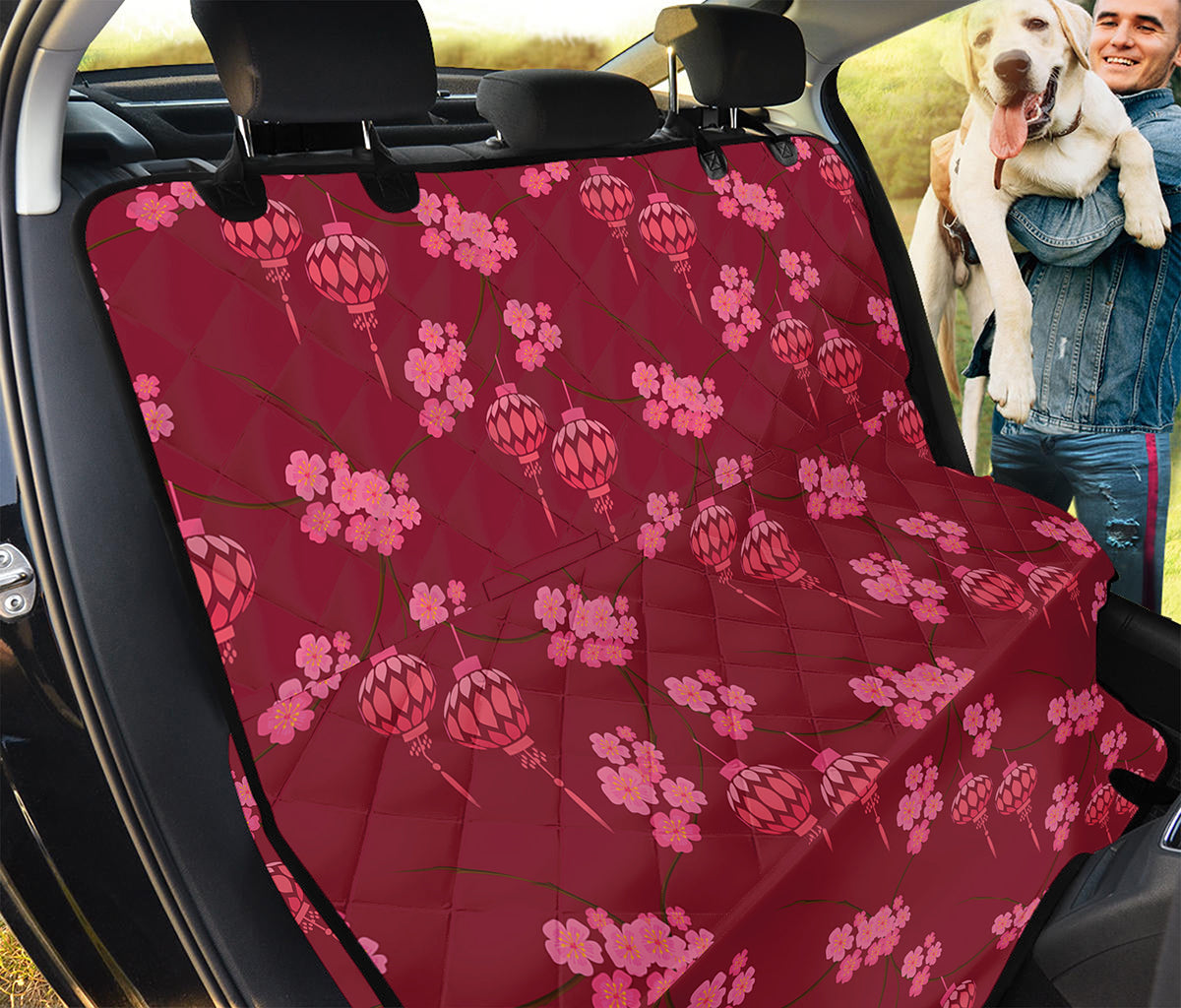 Pink Japanese Lantern Pattern Print Pet Car Back Seat Cover