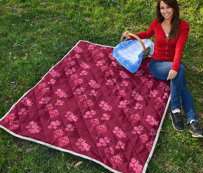 Pink Japanese Lantern Pattern Print Quilt