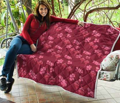 Pink Japanese Lantern Pattern Print Quilt