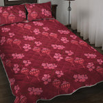 Pink Japanese Lantern Pattern Print Quilt Bed Set