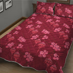 Pink Japanese Lantern Pattern Print Quilt Bed Set