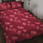 Pink Japanese Lantern Pattern Print Quilt Bed Set