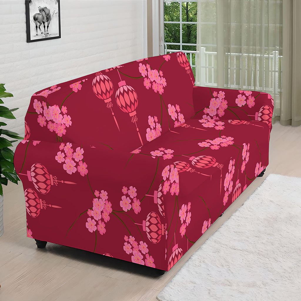 Pink Japanese Lantern Pattern Print Sofa Cover