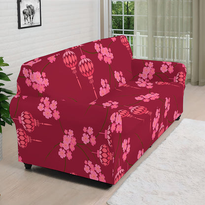Pink Japanese Lantern Pattern Print Sofa Cover