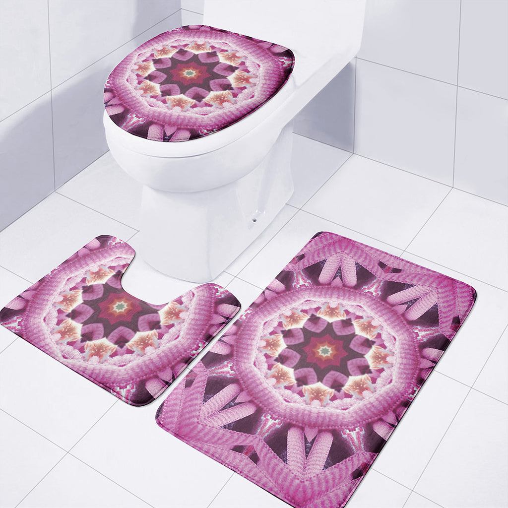Pink Kaleidoscope Print 3 Piece Bath Mat Set