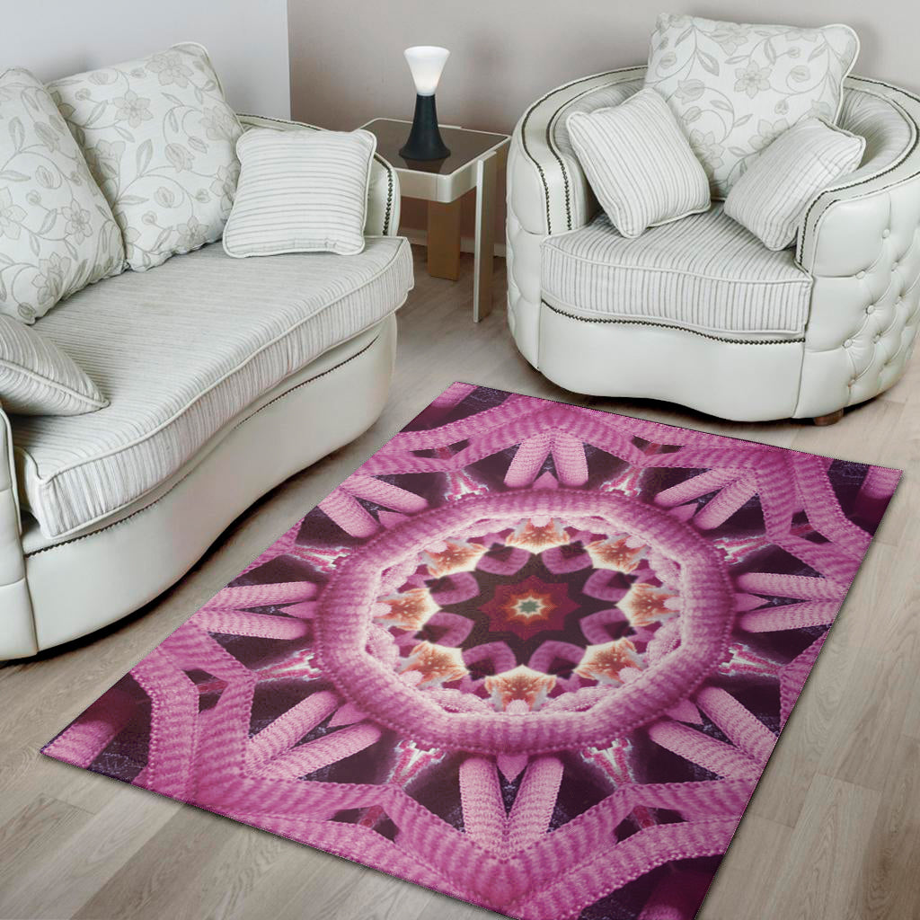 Pink Kaleidoscope Print Area Rug