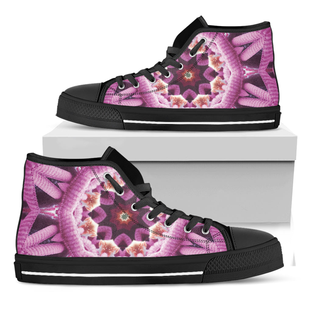 Pink Kaleidoscope Print Black High Top Shoes