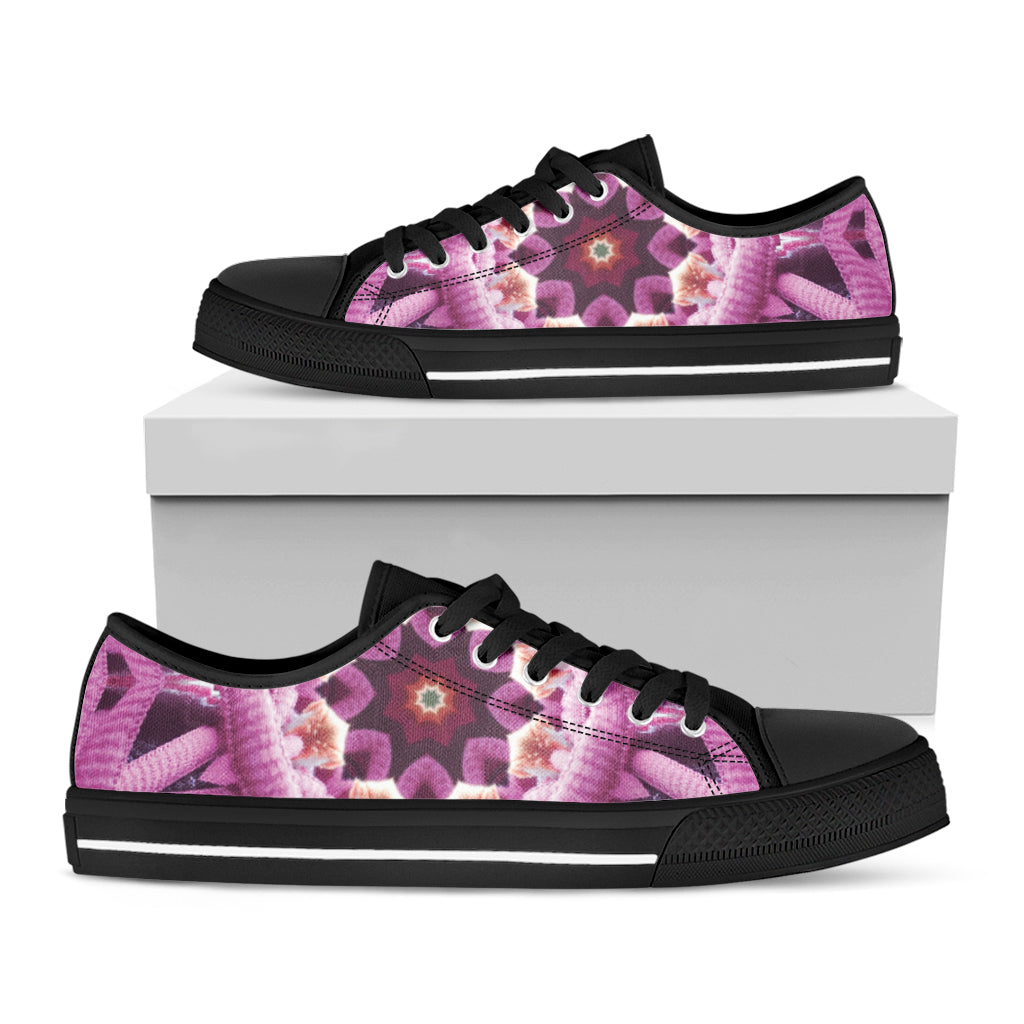 Pink Kaleidoscope Print Black Low Top Shoes