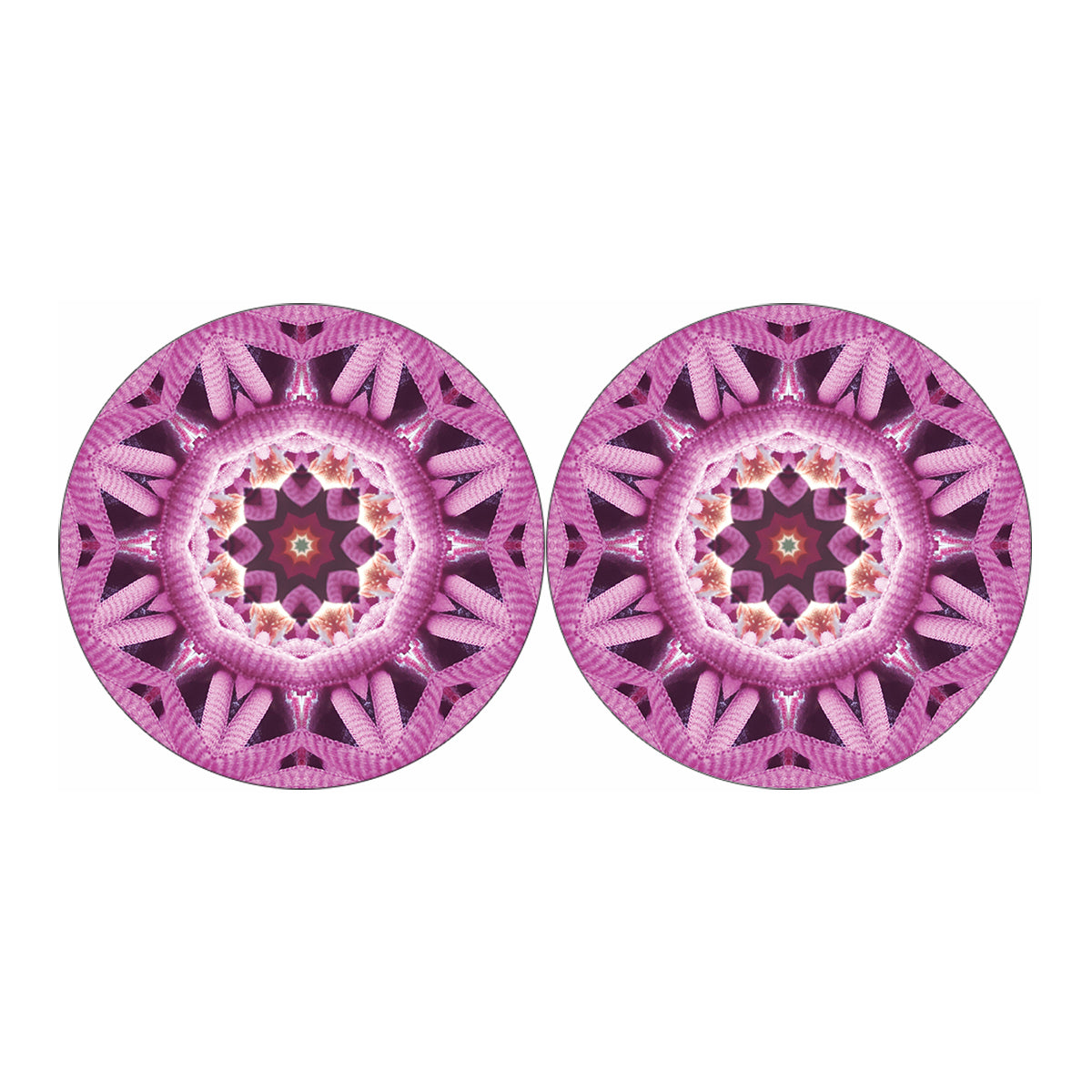 Pink Kaleidoscope Print Car Coasters