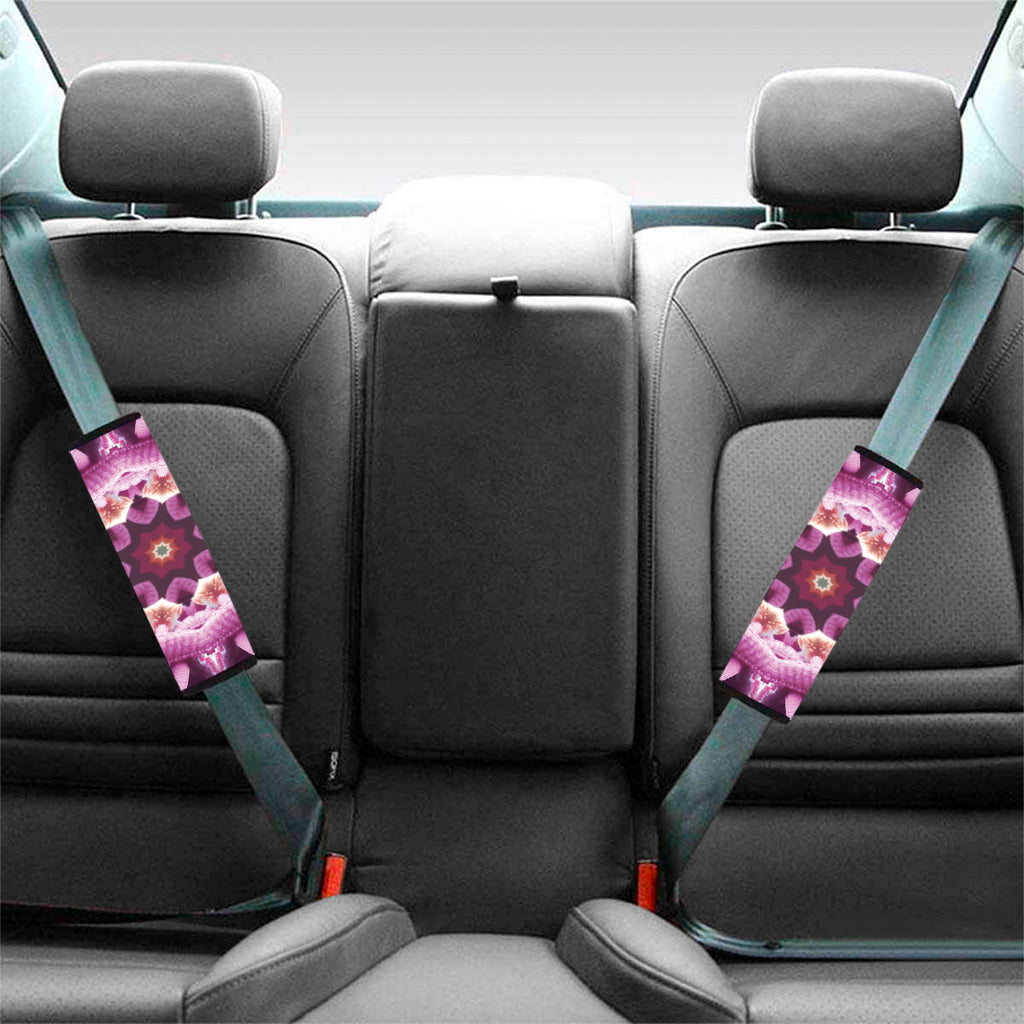 Pink Kaleidoscope Print Car Seat Belt Covers