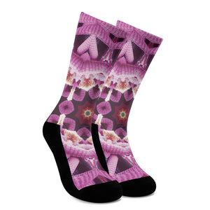 Pink Kaleidoscope Print Crew Socks