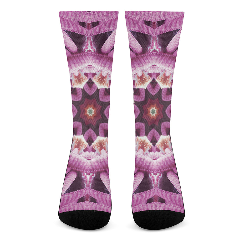 Pink Kaleidoscope Print Crew Socks