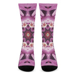 Pink Kaleidoscope Print Crew Socks