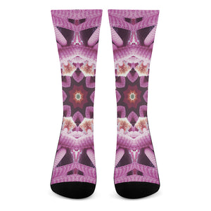 Pink Kaleidoscope Print Crew Socks