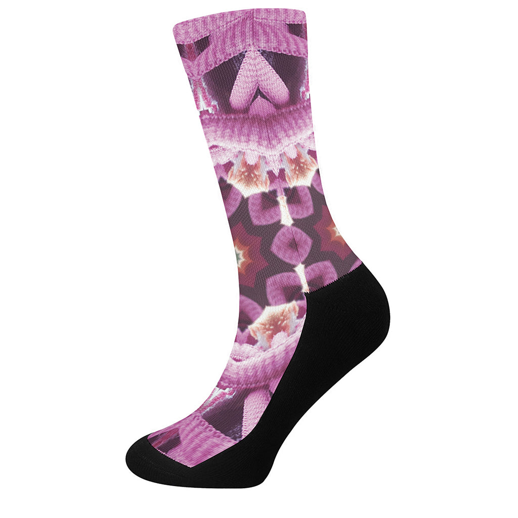 Pink Kaleidoscope Print Crew Socks