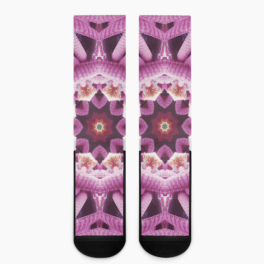 Pink Kaleidoscope Print Crew Socks