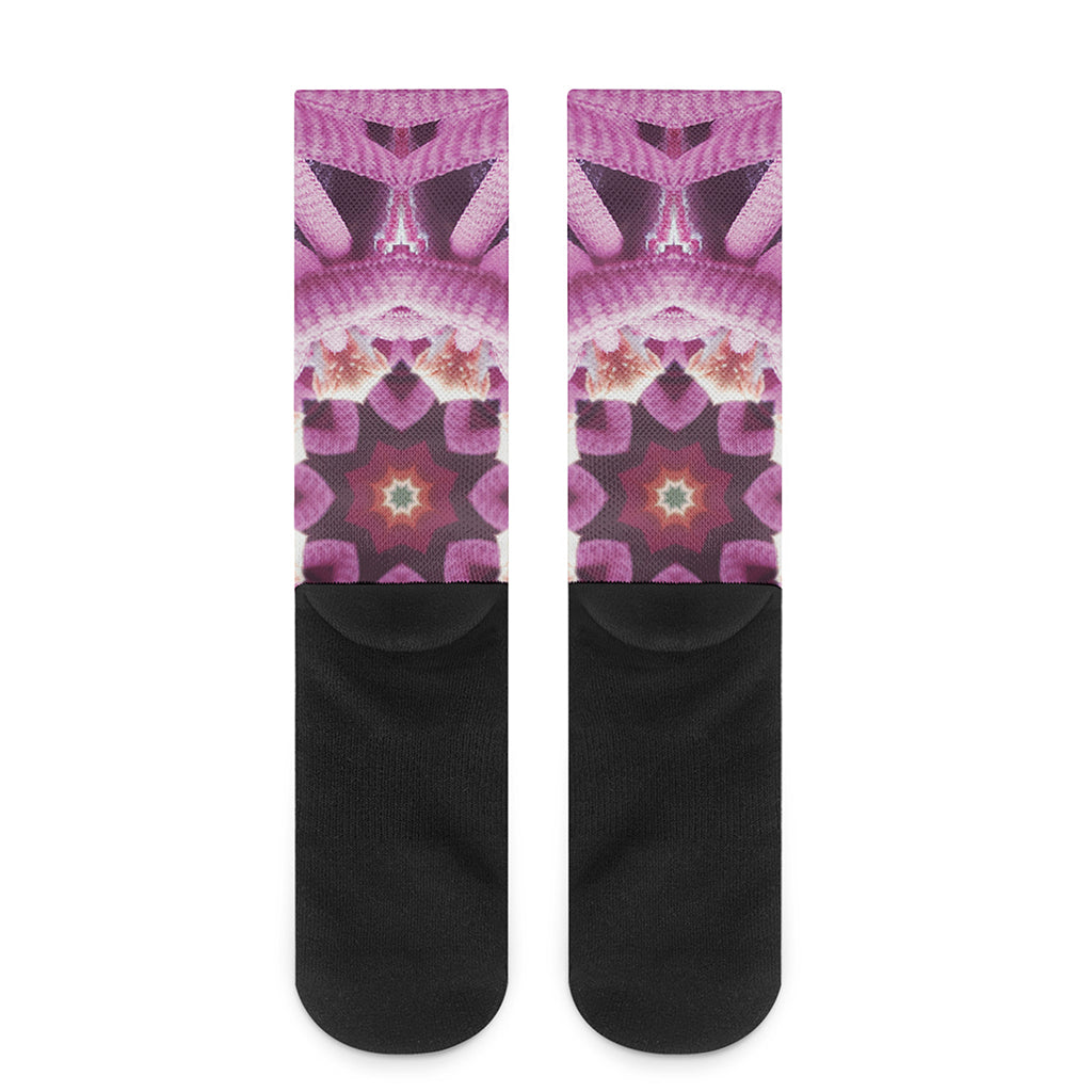 Pink Kaleidoscope Print Crew Socks