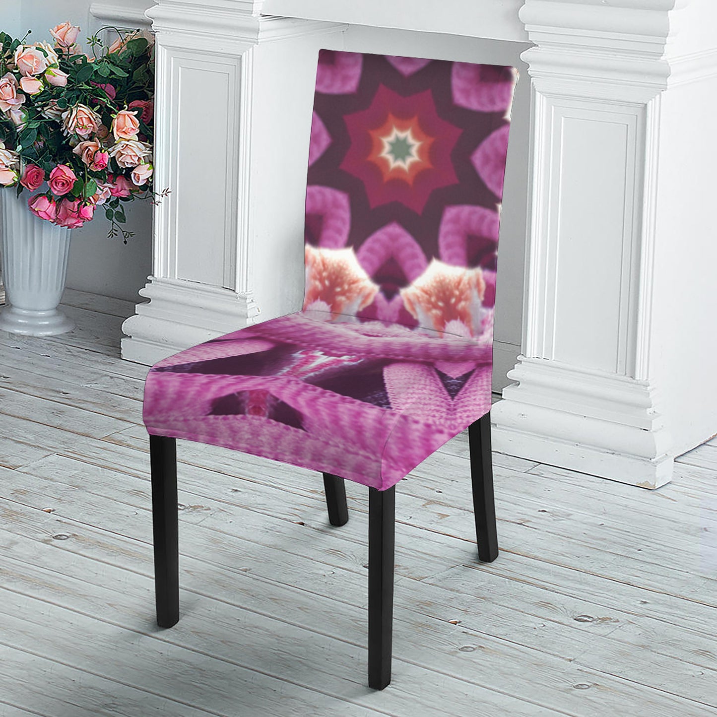 Pink Kaleidoscope Print Dining Chair Slipcover