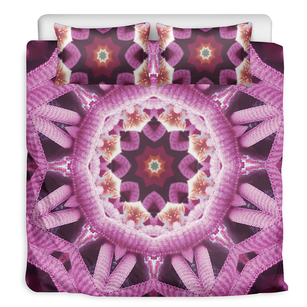 Pink Kaleidoscope Print Duvet Cover Bedding Set