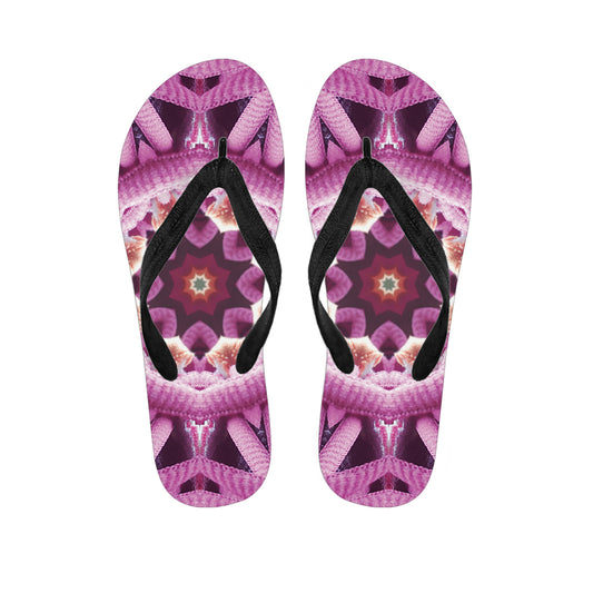 Pink Kaleidoscope Print Flip Flops