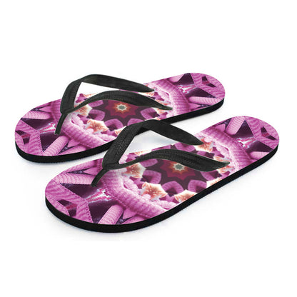 Pink Kaleidoscope Print Flip Flops