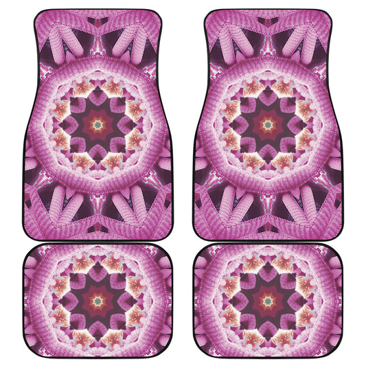 Pink Kaleidoscope Print Front and Back Car Floor Mats