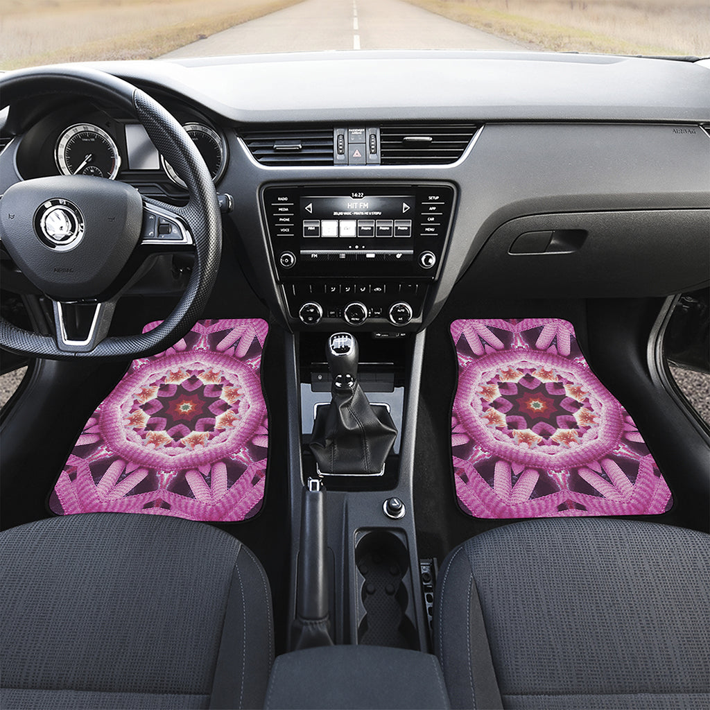 Pink Kaleidoscope Print Front and Back Car Floor Mats