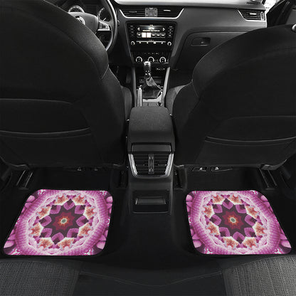 Pink Kaleidoscope Print Front and Back Car Floor Mats