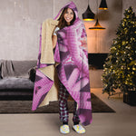 Pink Kaleidoscope Print Hooded Blanket