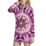 Pink Kaleidoscope Print Hoodie Dress