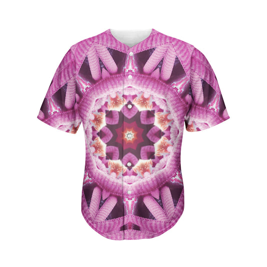 Pink Kaleidoscope Print Men's Baseball Jersey