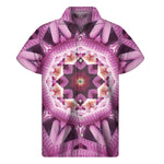 Pink Kaleidoscope Print Men's Short Sleeve Shirt