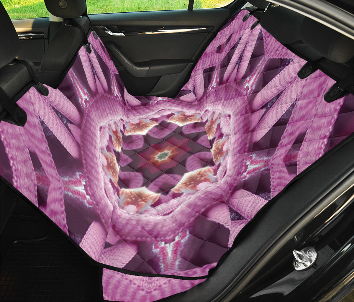 Pink Kaleidoscope Print Pet Car Back Seat Cover