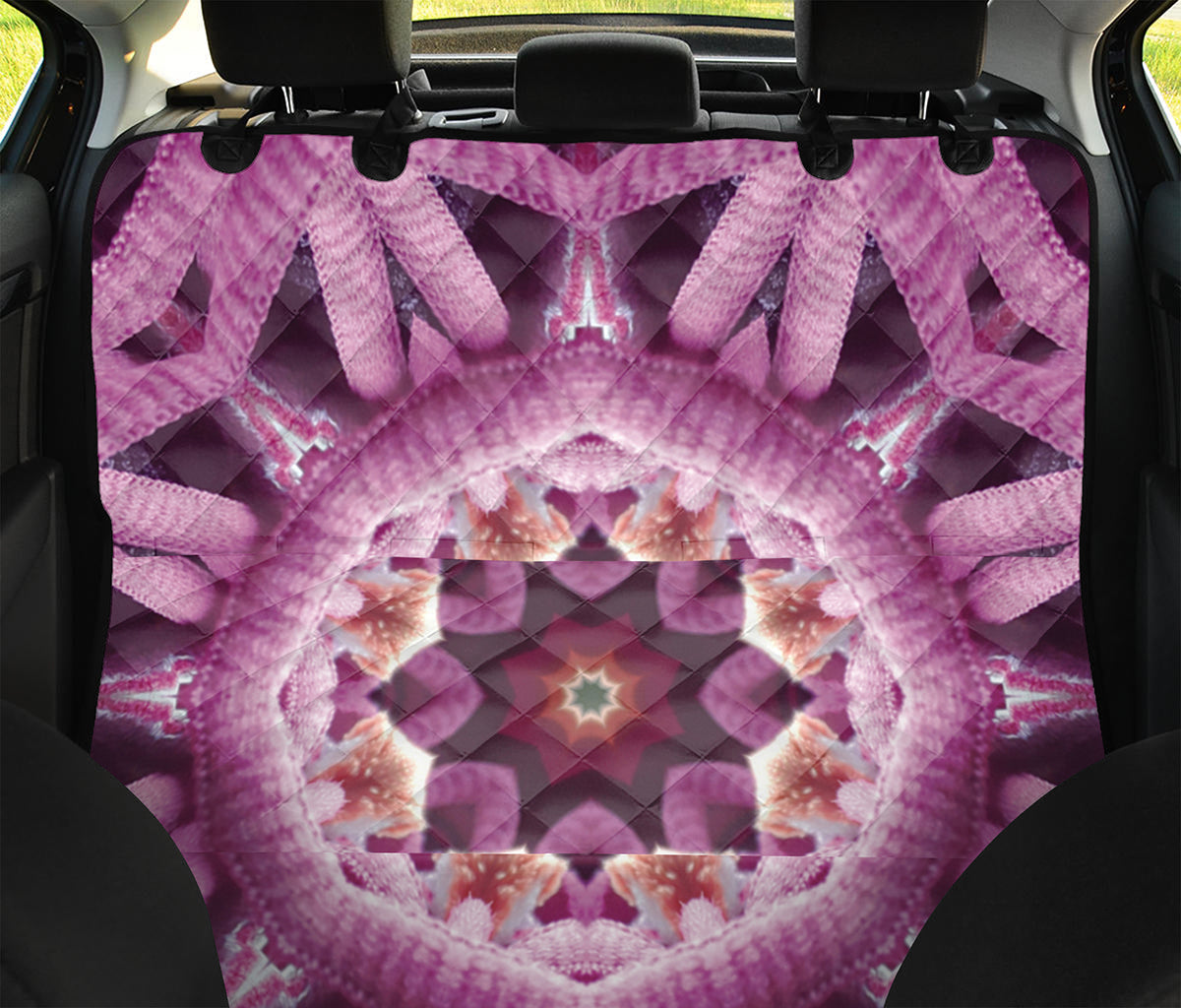 Pink Kaleidoscope Print Pet Car Back Seat Cover