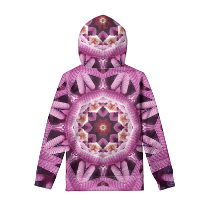 Pink Kaleidoscope Print Pullover Hoodie