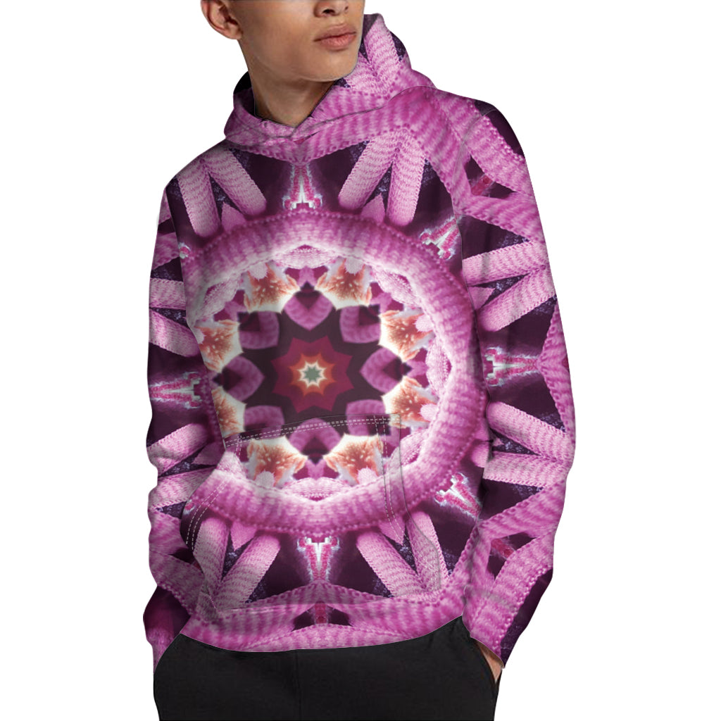 Pink Kaleidoscope Print Pullover Hoodie