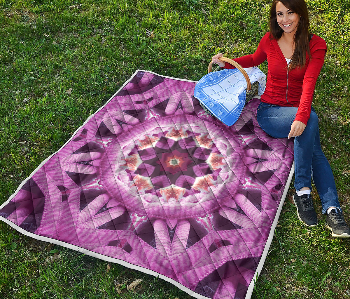 Pink Kaleidoscope Print Quilt