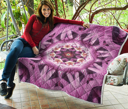 Pink Kaleidoscope Print Quilt