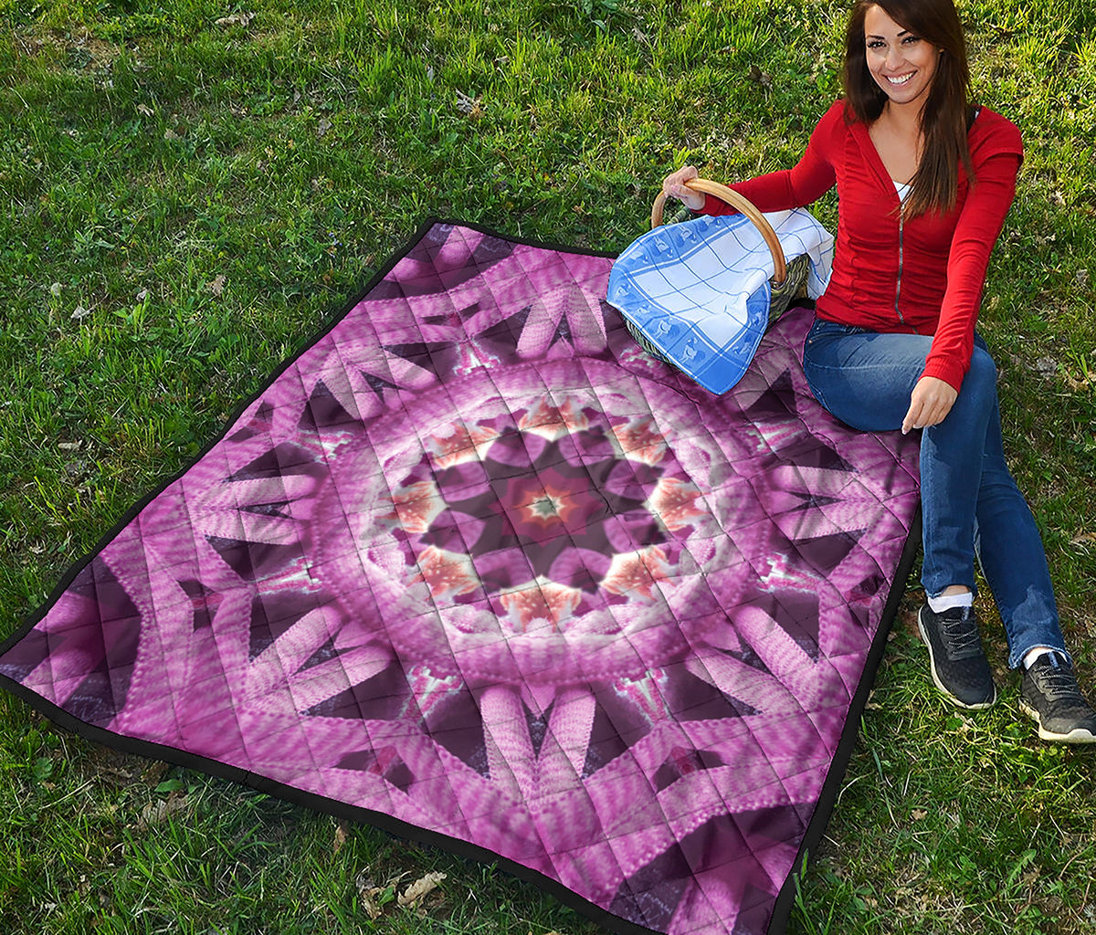 Pink Kaleidoscope Print Quilt